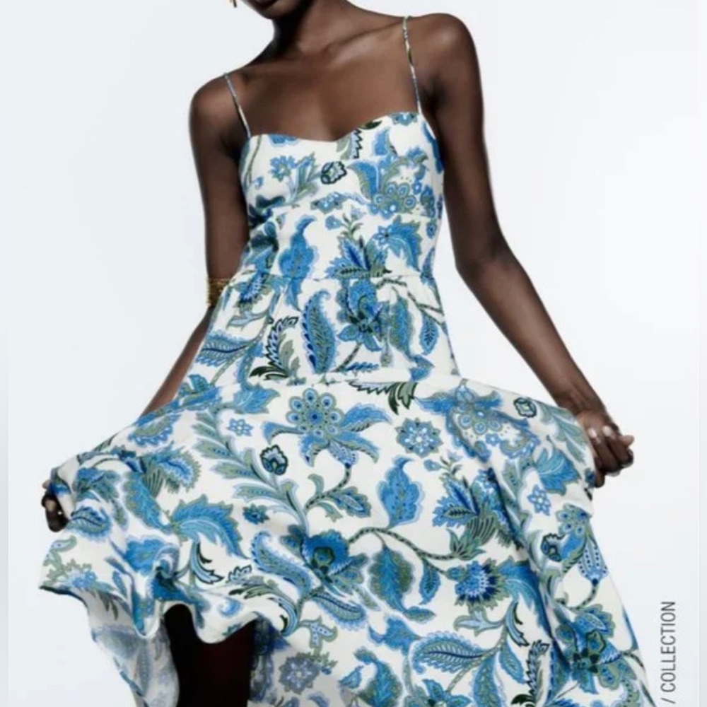 ZARA Paisley Printed Midi Dress - Picture 5 of 11